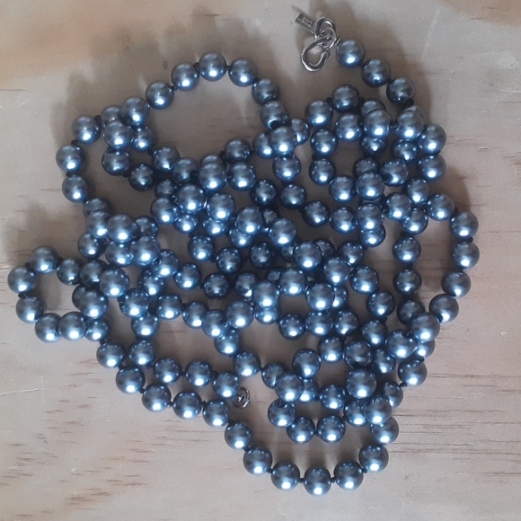 Kenneth J Lane Necklace Metallic Steel Dark Grey Pearl Beaded - Picture 4 of 6